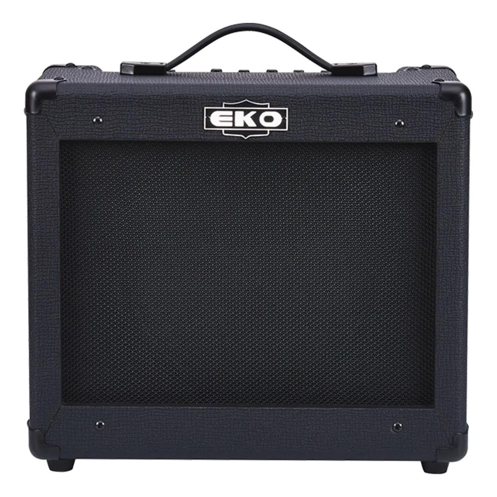 מגבר לגיטרה חשמלית 25W EKO G-BS25 – רמקול 10 אינץ׳ וריוורב, גימור Stealth Black 1 מגבר לגיטרה חשמלית EKO G-BS25 25W בגימור Stealth Black