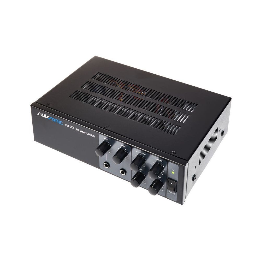 מגבר מערבל 30W Swissonic – יציאת קו 100V ו-4 אוהם, 2 כניסות מיקרופון, Talkover, גיבוי 12V 1 מגבר מערבל 30W Swissonic – יציאת קו 100V ו-4 אוהם, 2 כניסות מיקרופון, Talkover, גיבוי 12V