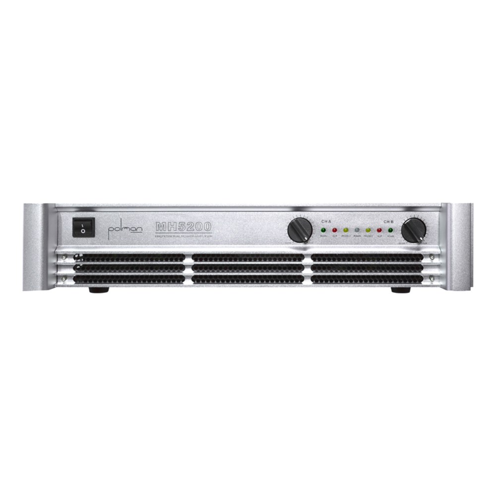 מגבר כוח Polman MH5200 – 2×950W ב-4 אוהם, טכנולוגיית Class H 1 מגבר כוח Polman MH5200 דו-ערוצי Class H במארז 2U