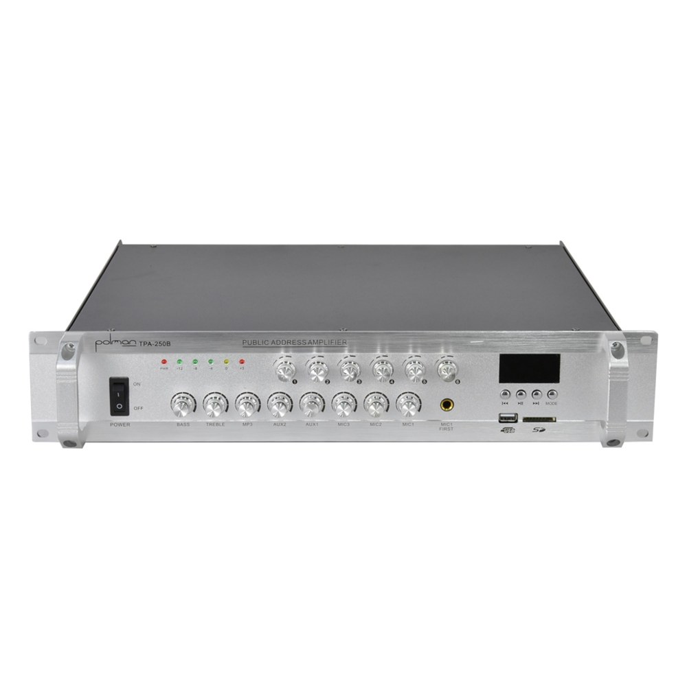 מגבר כריזה 6 אזורים Polman TPA-250B – 250W RMS, נגן USB/SD ו-Bluetooth 5.0 3 מגבר כריזה 6 אזורים Polman TPA-250B בהספק 250W – תמונה 3
