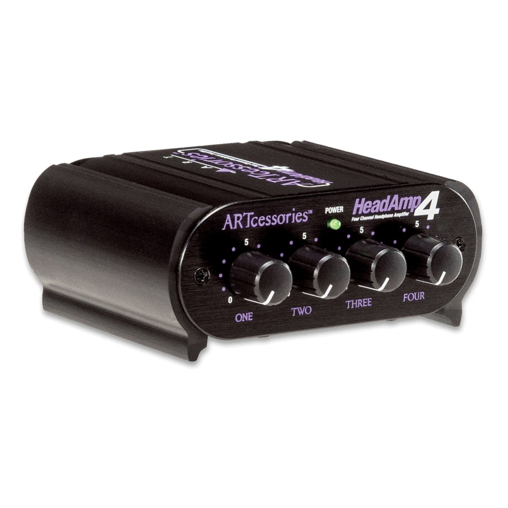 מגבר אוזניות 4 ערוצים ART HeadAmp4 – 8 יציאות 6.35 ו-3.5 מ״מ עם בקרה לכל ערוץ 1 מגבר אוזניות 4 ערוצים ART HeadAmp4 במארז מתכת