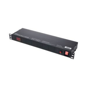מפצל חשמל לראק the t.racks – 8 שקעי IEC, מד מתח וזרם, מסנן רעשים, הגנת זרם יתר, 1U