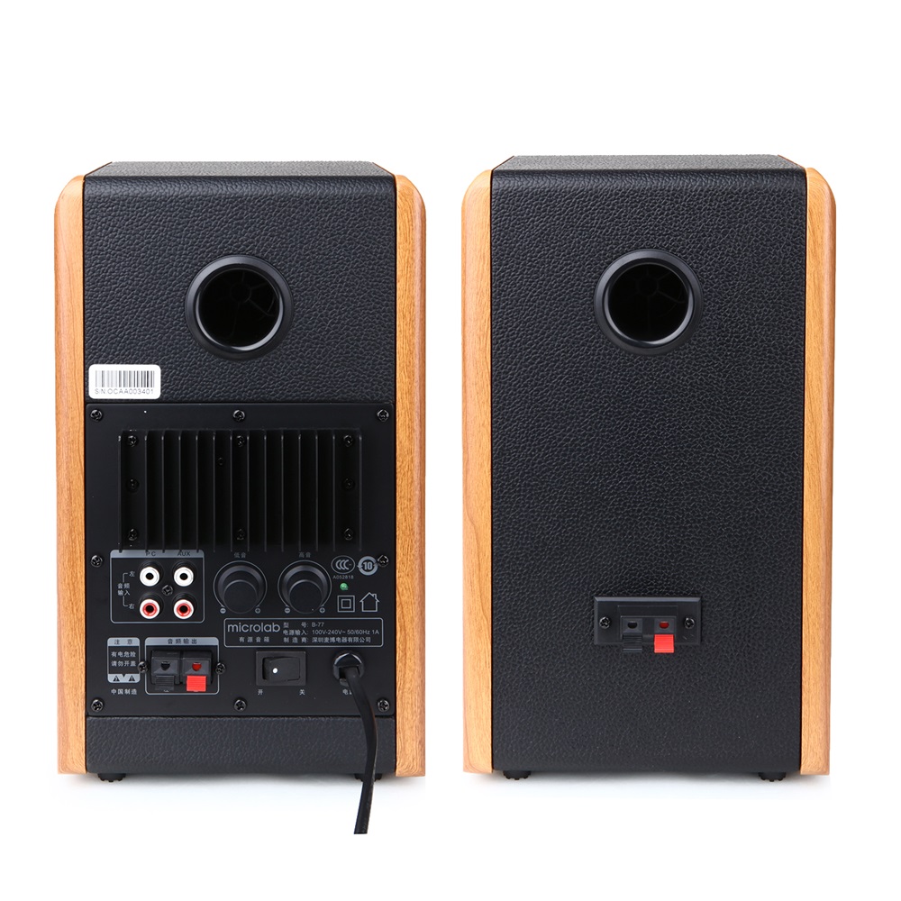 זוג רמקולי מדף Microlab B77 – Bluetooth ו-AUX, מבנה עץ עם Bass Reflex ובקרת בס וטרבל 6 Microlab B77 רמקולי מדף Bluetooth 6