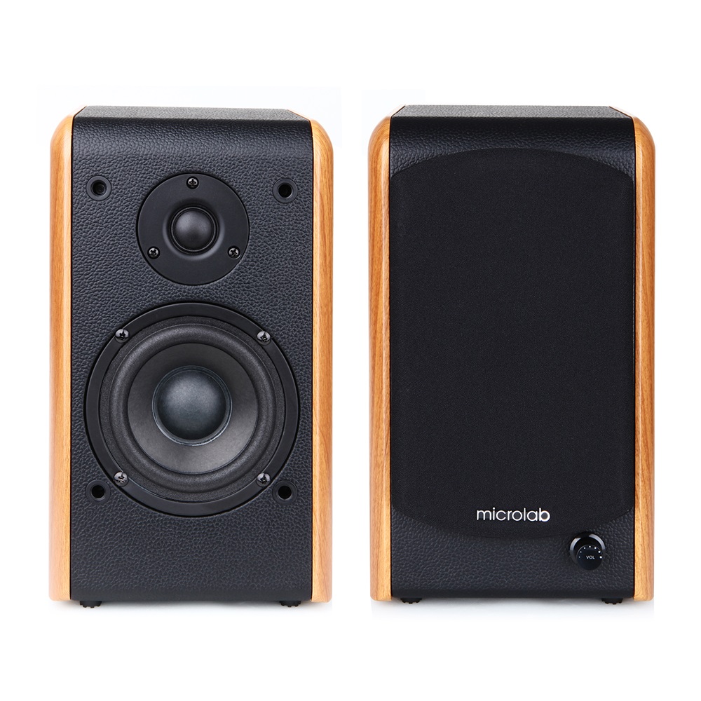 זוג רמקולי מדף Microlab B77 – Bluetooth ו-AUX, מבנה עץ עם Bass Reflex ובקרת בס וטרבל 7 Microlab B77 רמקולי מדף Bluetooth 7