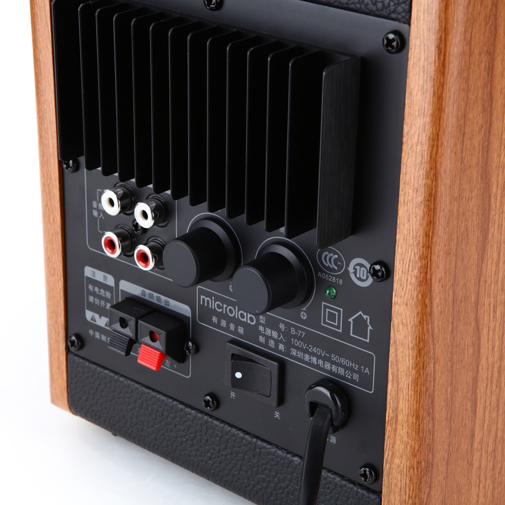זוג רמקולי מדף Microlab B77 – Bluetooth ו-AUX, מבנה עץ עם Bass Reflex ובקרת בס וטרבל 8 Microlab B77 רמקולי מדף Bluetooth 8