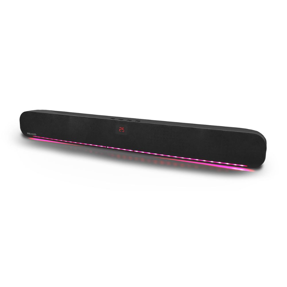 מקרן קול סטריאו Microlab Onebar04 – 40W, Bluetooth 5.0, כניסות Optical ו-Coaxial, תאורת LED ושלט 1 Microlab Onebar04 מקרן קול סטריאו