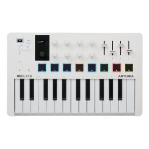 מקלדת שליטה Arturia MiniLab 3 – 25 קלידים, 8 פדים וחיבור USB-C