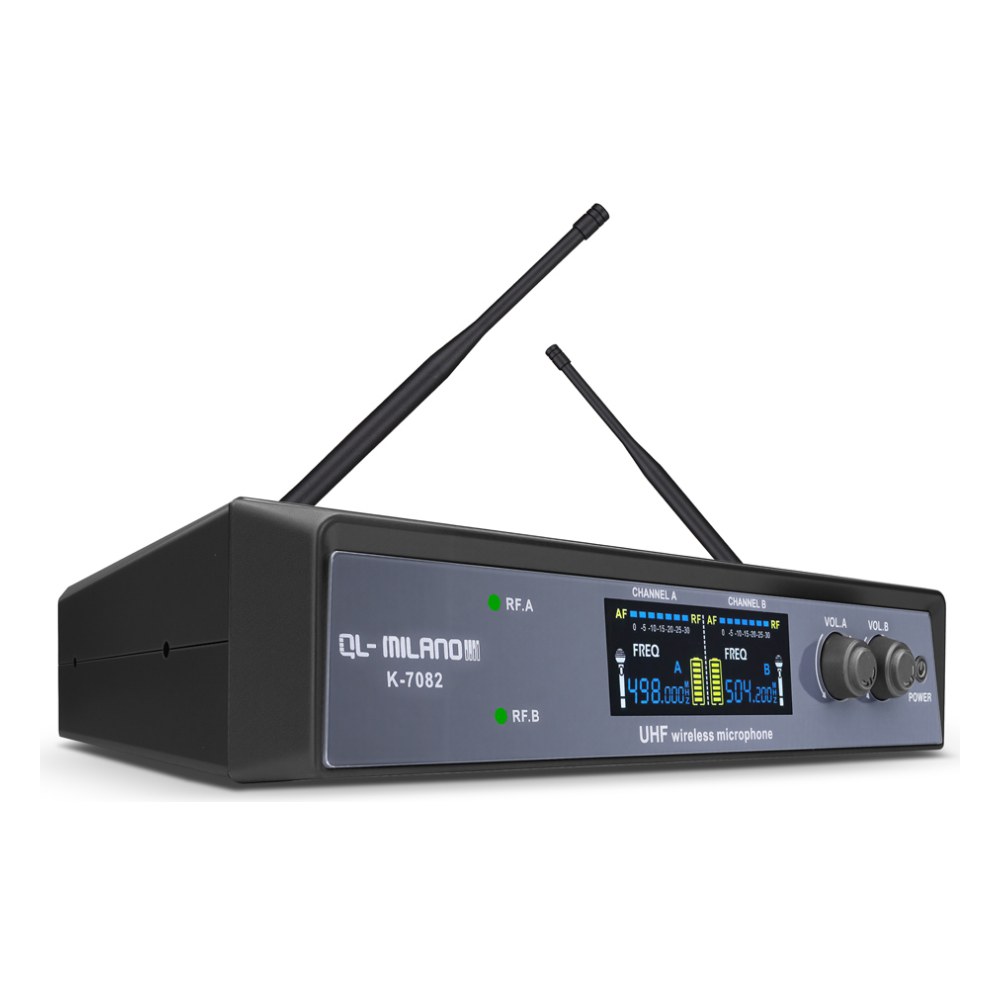 זוג מיקרופונים אלחוטיים ידניים QL Milano K-7082 – UHF בתדר קבוע עם קייס קשיח 4 זוג מיקרופונים אלחוטיים ידניים QL Milano K-7082 עם מקלט וקייס קשיח – תמונה 4