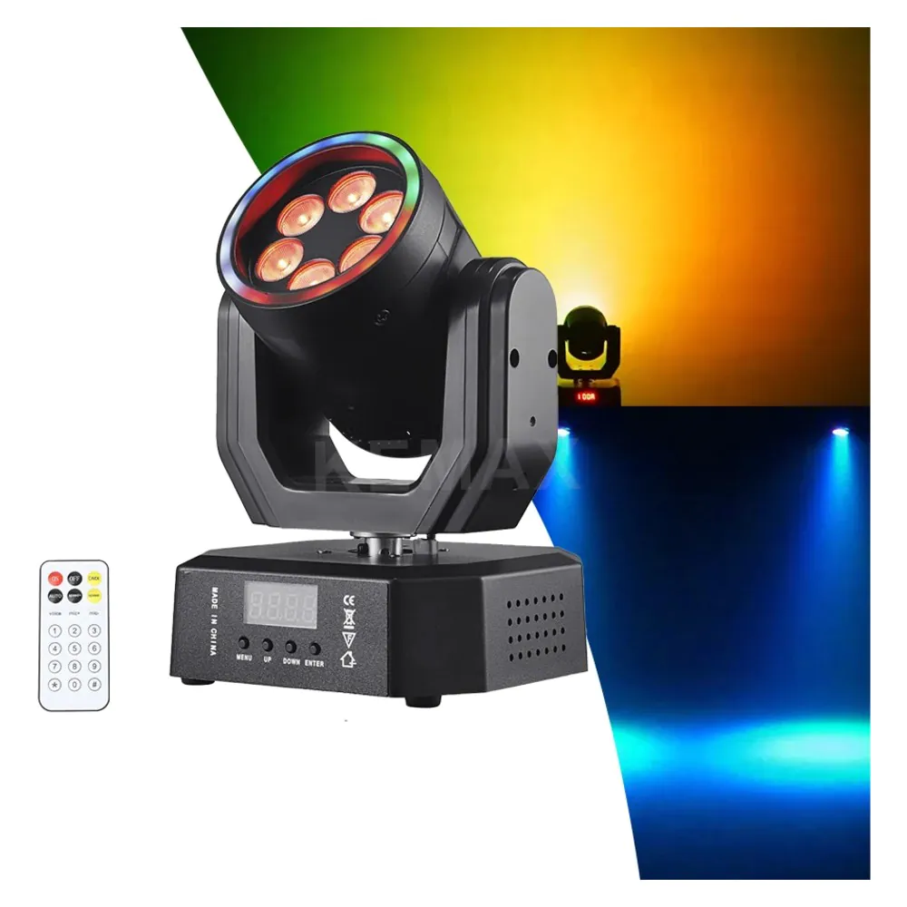 פנס מובינג הד מיני LED 30W RGBW עם שלט רחוק ו-DMX512 לתקליטנים, אירועים ובמות 2 פנס מובינג הד מיני בזווית עם קרן אור צבעונית