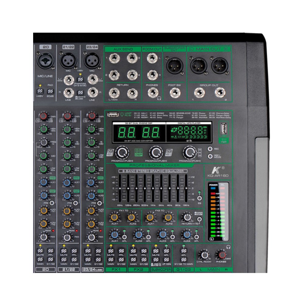 מיקסר אנלוגי 24 ערוצים Karsect KG-AR240 – 99 אפקטים, Bluetooth ונגן USB 4 מיקסר אנלוגי 24 ערוצים Karsect KG-AR240 – תמונה 4