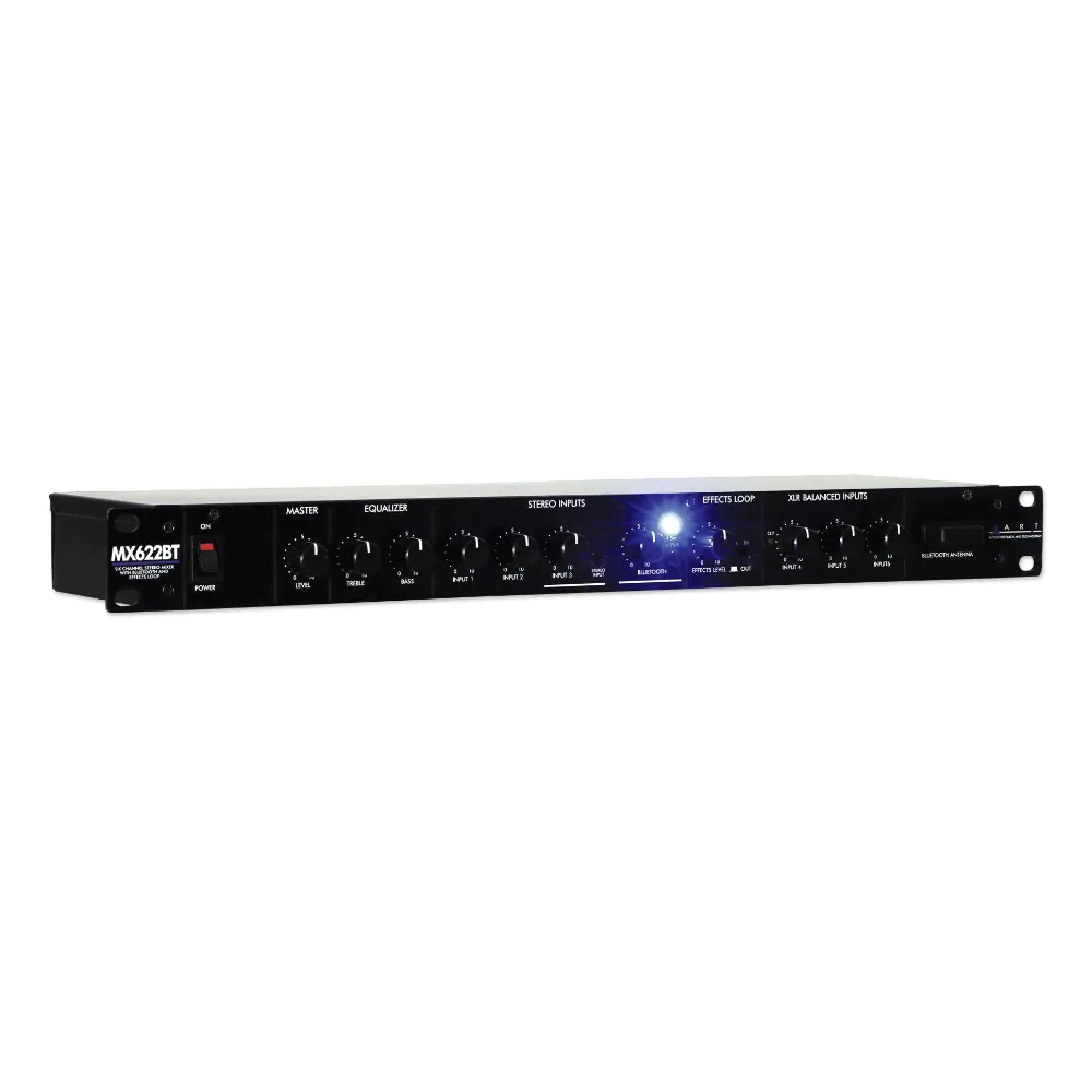 מיקסר 6 ערוצים ART MX622BT – Bluetooth 5.0, לולאת אפקטים ו-3 כניסות מיקרופון 1 מיקסר 6 ערוצים ART MX622BT עם Bluetooth