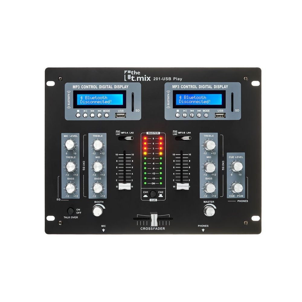 מיקסר DJ דו-ערוצי the t.mix עם נגן USB, SD ובלוטות׳ – כניסות פונו, מיקרופון עם Talkover 5 מיקסר ה-DJ עם הנגן המובנה – מיקסר DJ עם נגן, תמונה 5