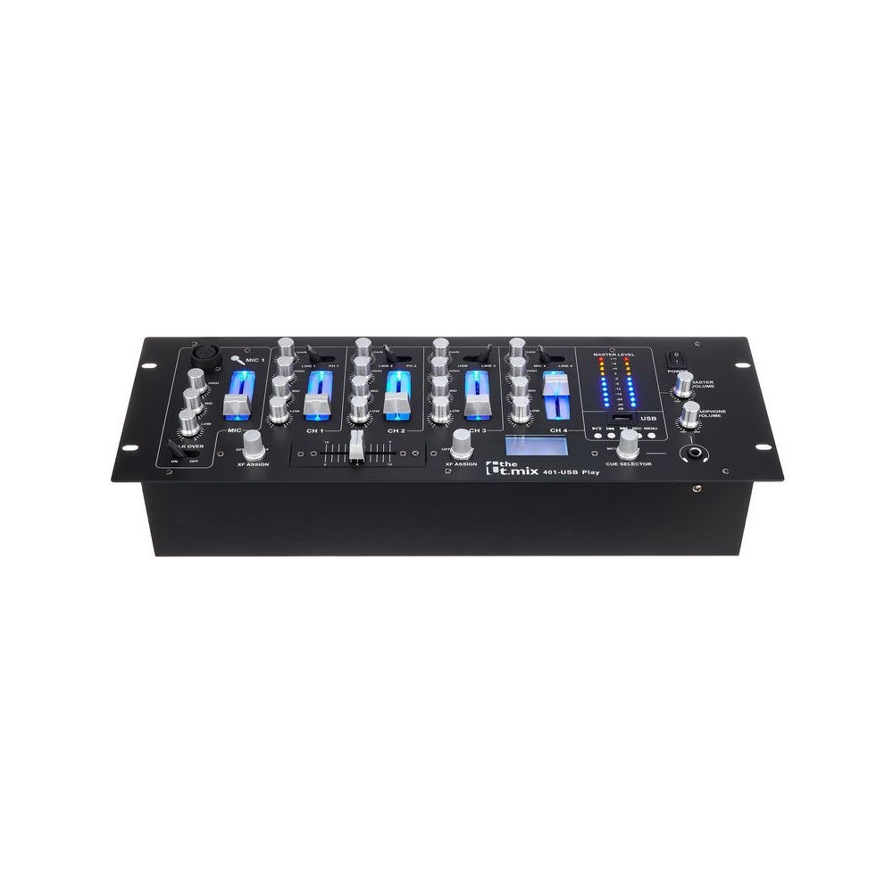 מיקסר DJ 4 ערוצים the t.mix עם נגן USB – 2 כניסות פונו, מיקרופון XLR עם Talkover 2 מיקסר ה-DJ בארבעה ערוצים – מיקסר DJ עם נגן, תמונה 2