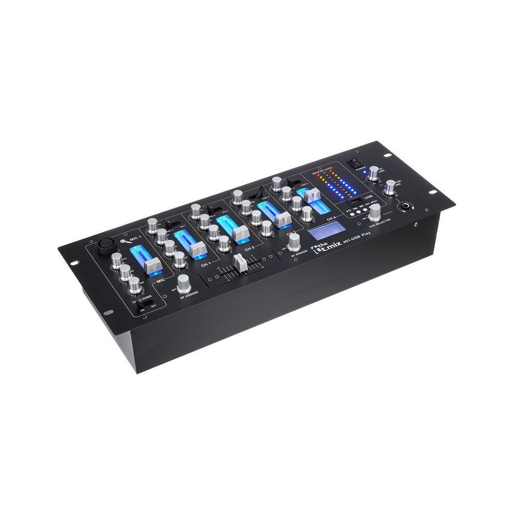 מיקסר DJ 4 ערוצים the t.mix עם נגן USB – 2 כניסות פונו, מיקרופון XLR עם Talkover 3 מיקסר ה-DJ בארבעה ערוצים – מיקסר DJ עם נגן, תמונה 3