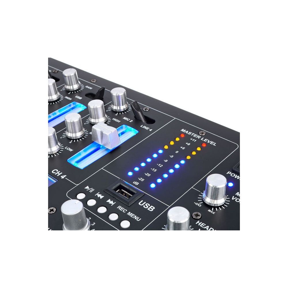 מיקסר DJ 4 ערוצים the t.mix עם נגן USB – 2 כניסות פונו, מיקרופון XLR עם Talkover 7 מיקסר ה-DJ בארבעה ערוצים – מיקסר DJ עם נגן, תמונה 7