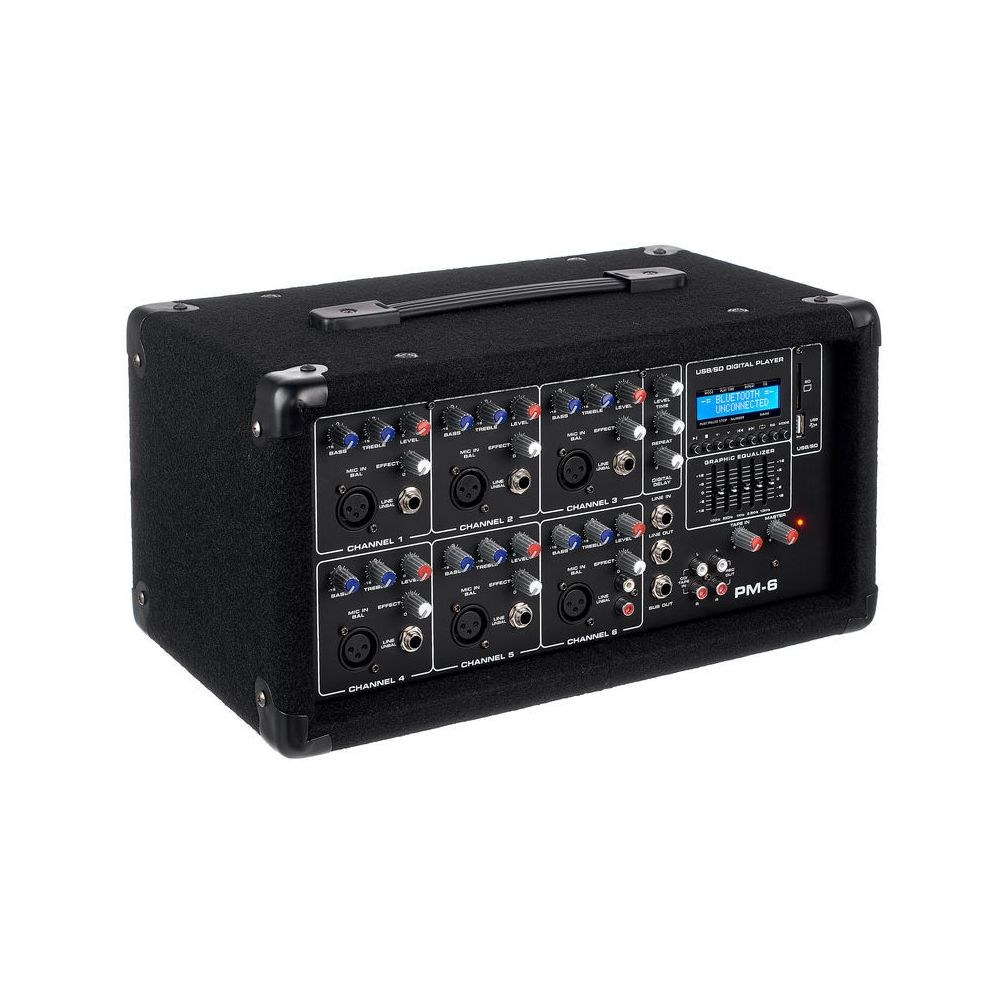 מיקסר מוגבר Fun Generation – 2×80W, 6 ערוצים, נגן USB ו-SD, בלוטות׳ ודיליי דיגיטלי (יבוא בלעדי) 3 המיקסר המוגבר עם הנגן – מיקסר מוגבר, תמונה 3