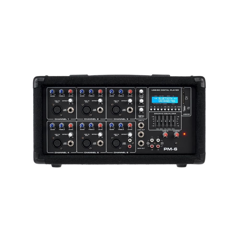 מיקסר מוגבר Fun Generation – 2×80W, 6 ערוצים, נגן USB ו-SD, בלוטות׳ ודיליי דיגיטלי (יבוא בלעדי) 5 המיקסר המוגבר עם הנגן – מיקסר מוגבר, תמונה 5
