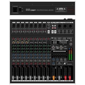 מיקסר 10 ערוצים עם הקלטה ואפקטים KARSECT KG-AX100 – כולל אוזני ראק