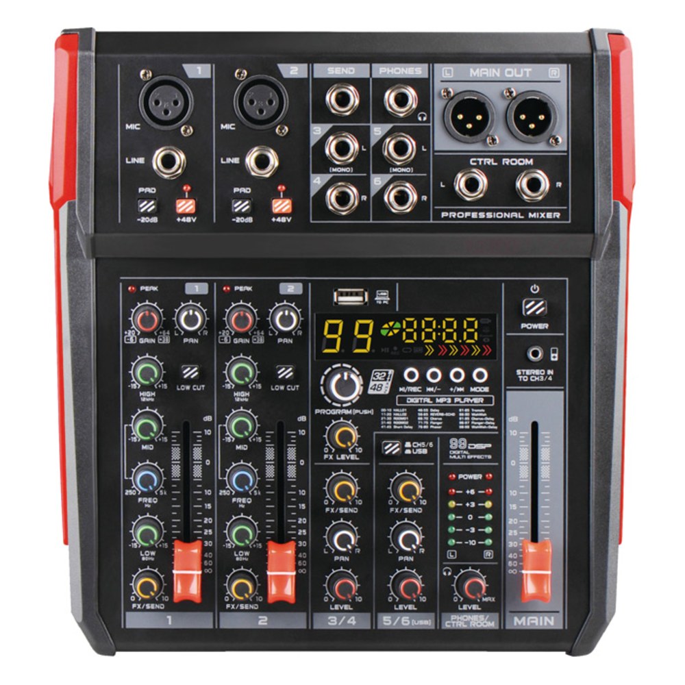 מיקסר 6 ערוצים Karsect KG-FM06 – 99 אפקטים, Bluetooth והקלטה ב-USB 1 מיקסר 6 ערוצים Karsect KG-FM06 עם 99 אפקטים ו-Bluetooth