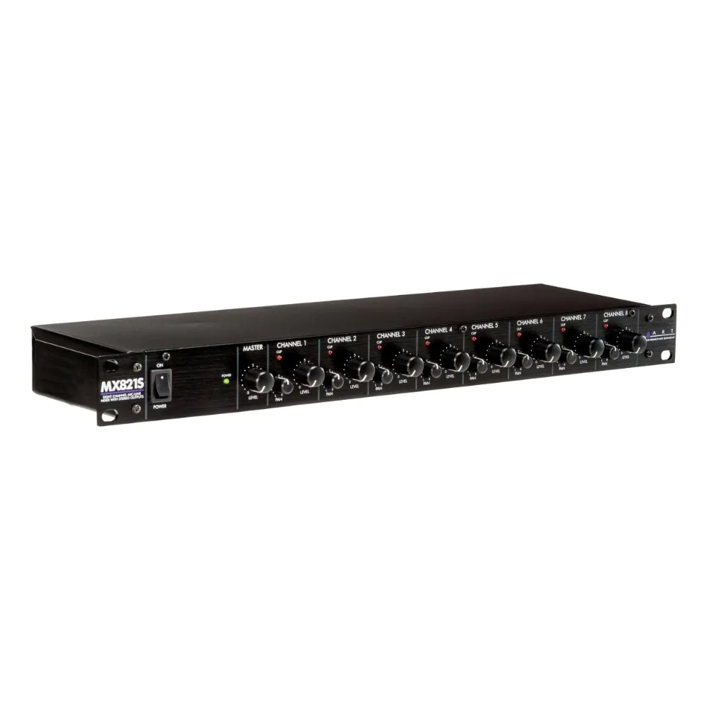 מיקסר ראק 8 ערוצים ART MX821S – 8 כניסות מיקרופון XLR עם פאנטום, מארז 1U 1 מיקסר ראק 8 ערוצים ART MX821S במארז 1U