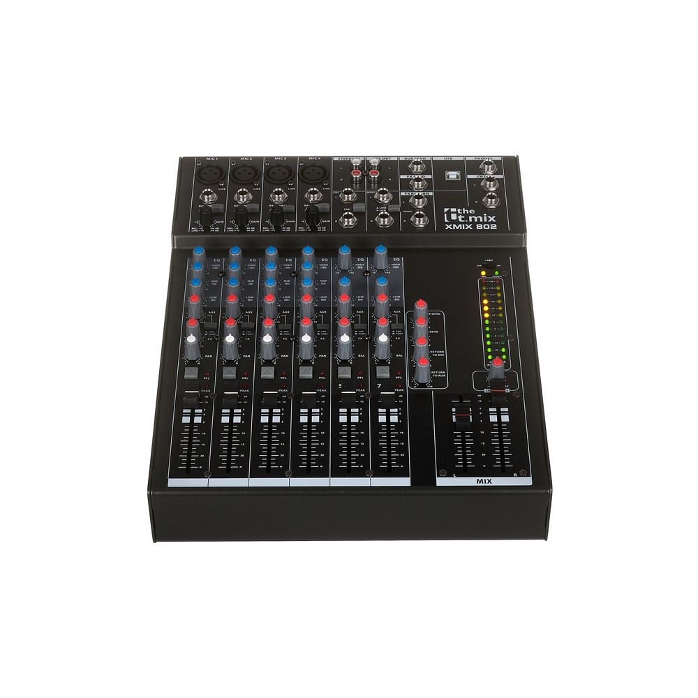 מיקסר 8 ערוצים the t.mix עם USB – 4 כניסות מיקרופון עם פאנטום, EQ 3 ערוצים, יציאת אוזניות 2 המיקסר הקומפקטי של the t.mix – מיקסר, תמונה 2