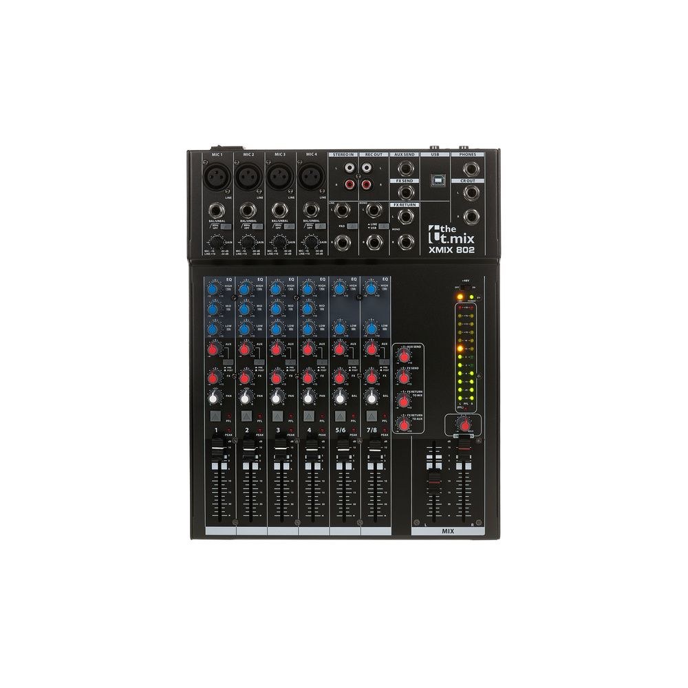 מיקסר 8 ערוצים the t.mix עם USB – 4 כניסות מיקרופון עם פאנטום, EQ 3 ערוצים, יציאת אוזניות 5 המיקסר הקומפקטי של the t.mix – מיקסר, תמונה 5