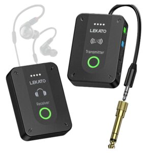 מערכת אוזניות מוניטור אלחוטית לבמה 2.4GHz — סטריאו, משדר למיקסר ומקלט חגורה נטענים