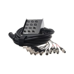 מולטיכבל 8/4 pro snake באורך 10 מ׳ – סטייג׳-בוקס ממתכת, 8 כניסות ו-4 חזרות, מחברי Amphenol (יבוא בלעדי)