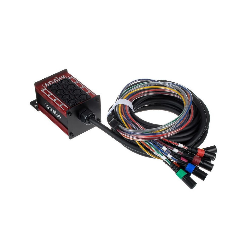 מולטיכבל 8 ערוצים pro snake באורך 10 מ׳ עם קופסת במה – צבעים ומספרים לכל ערוץ (יבוא בלעדי) 1 מולטיכבל 8 ערוצים pro snake באורך 10 מ׳ עם קופסת במה – צבעים ומספרים לכל ערוץ