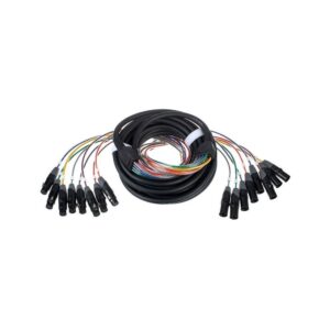 כבל מולטי 8 ערוצים pro snake באורך 10 מ׳ – 8 XLR נקבה ל-8 XLR זכר, סימון צבעים ומספרים