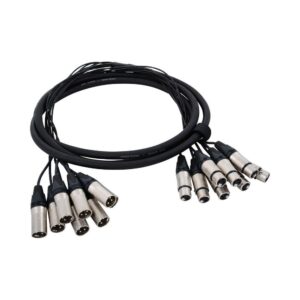 כבל מולטי 8 ערוצים pro snake באורך 3 מ׳ – 8 XLR נקבה ל-8 XLR זכר, מחברי Neutrik (יבוא בלעדי)