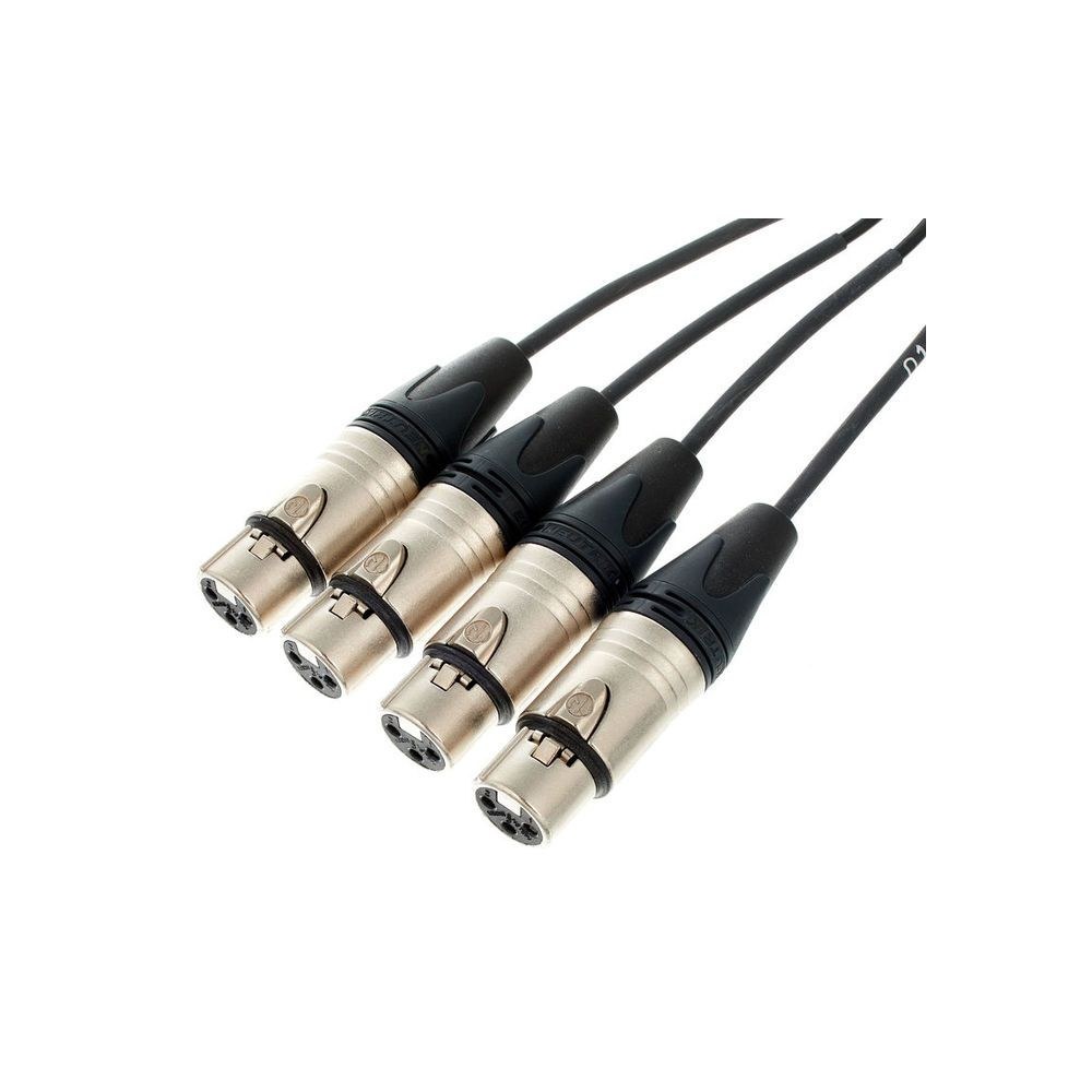 מולטיכבל XLR 4 ערוצים pro snake באורך 15 מ׳ – זכר לנקבה, מחברי Neutrik, מפצלים של 40 ס״מ 4 מולטיכבל ה-XLR ל-4 ערוצים – מולטיכבל XLR, תמונה 4
