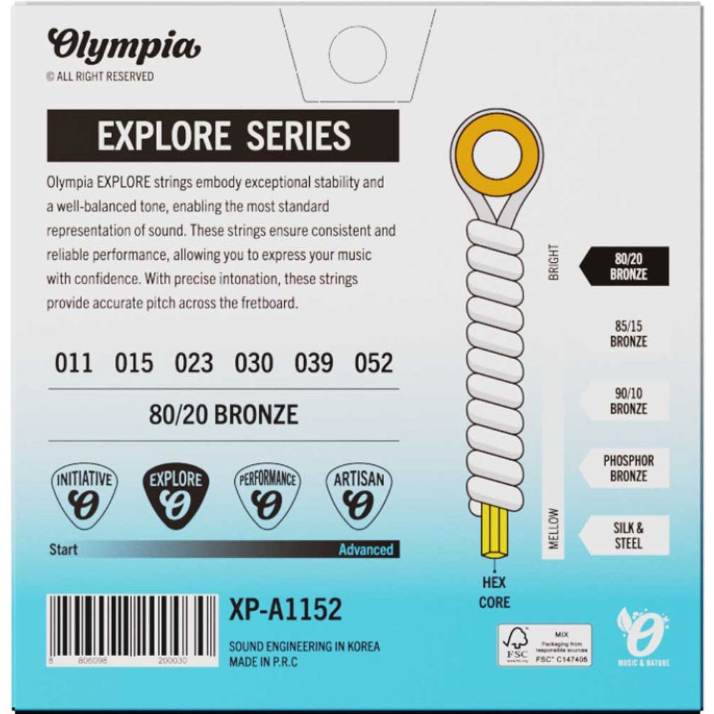 סט מיתרים לגיטרה אקוסטית 11–52 – פוספור ברונזה – Olympia XP-A1152/P 4 סט מיתרים לגיטרה אקוסטית 11–52 – פוספור ברונזה – Olympia XP-A1152/P – תמונה 3