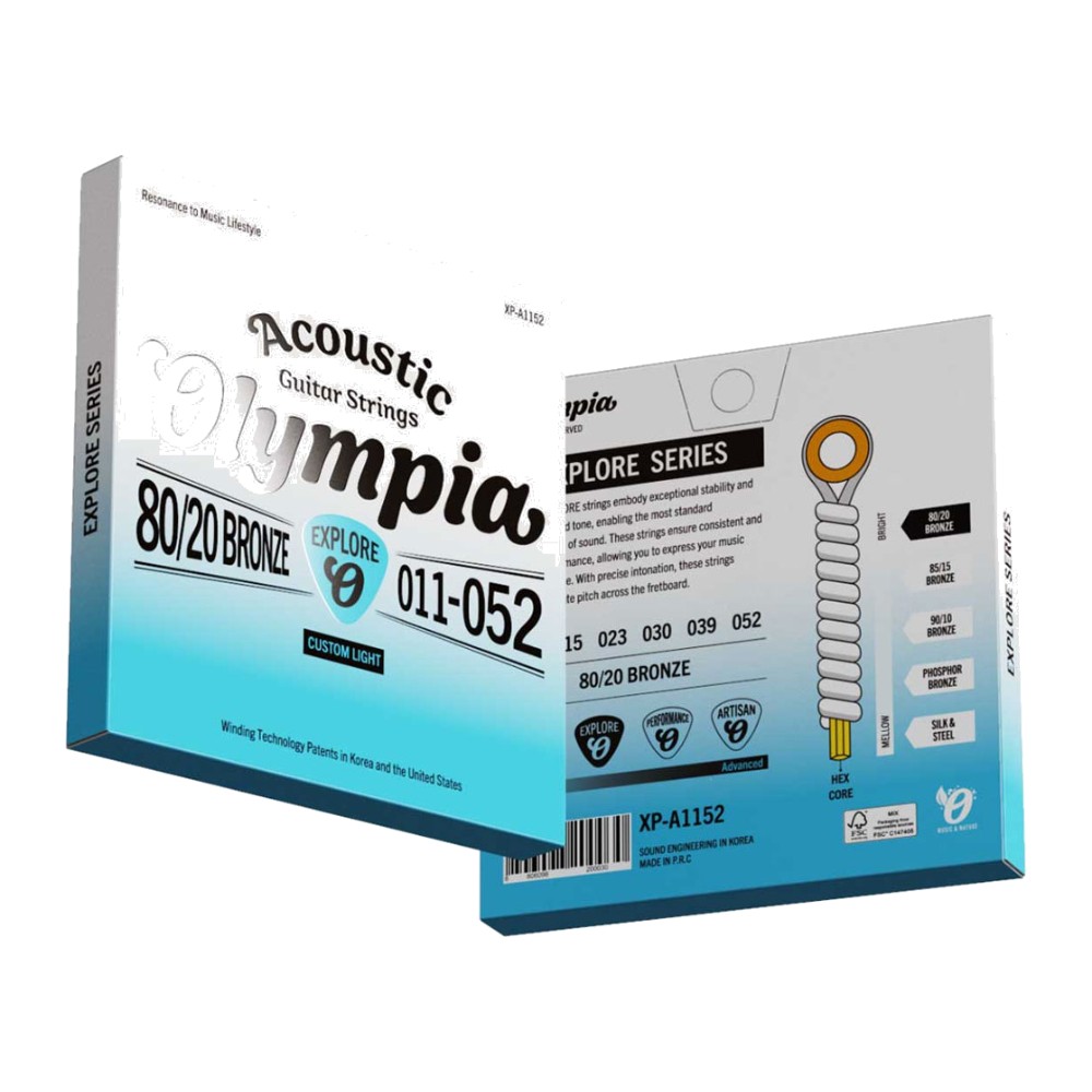 סט מיתרים לגיטרה אקוסטית 11–52 – פוספור ברונזה – Olympia XP-A1152/P 1 סט מיתרים לגיטרה אקוסטית 11–52 – פוספור ברונזה – Olympia XP-A1152/P