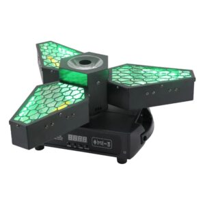 פנס אפקט ממונע Shadow Mantis – 3 צלעות בלבן חם ו-RGB, סגנון רטרו