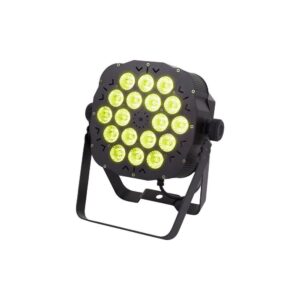פנס PAR לד שטוח Stairville 18×3W RGB – זווית 45°, שלט רחוק IR, DMX, מצב מוזיקה ושרשור חשמל