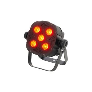 פנס PAR שטוח Stairville 5×3W RGB – זווית 25°, בלי מאוורר, שלט רחוק, DMX ומוזיקה