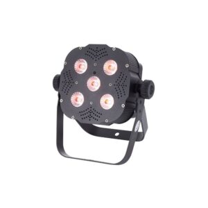 פנס PAR שטוח Stairville 5×3W RGB – זווית רחבה 40°, בלי מאוורר, שלט רחוק, DMX ומוזיקה