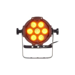 פנס לד Stairville Mini Stage Par – לבן קר, לבן חם וענבר, 7×6W, שקט ללא מאוורר, DMX