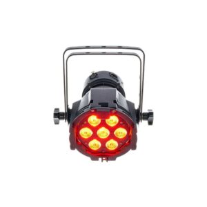 פנס לד Stairville Mini Stage Par 7×4W RGBW – קומפקטי, 30°, DMX, מצב מוזיקה, גוף אלומיניום