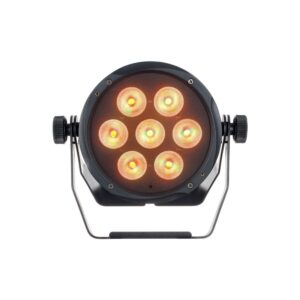פנס PAR לד Varytec 7×15W RGBW – 4-ב-1, זווית 25°, ללא הבהוב לצילום, DMX, Power Twist