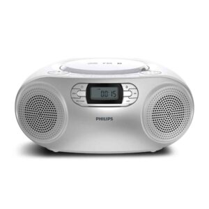 נגן CD נייד Philips TAZ2000 – Bluetooth 6.0, רדיו FM דיגיטלי, USB ורמקולים סטריאו מובנים, לבן