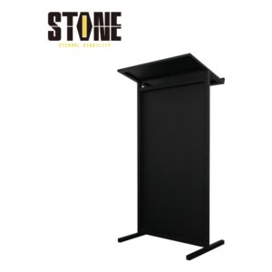 פודיום דוכן נאומים שחור Stone YJT-1 – ברזל, פלטה רחבה לנייד ולמסמכים