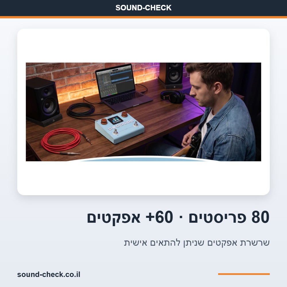 מעבד אפקטים ומודל מגברים נייד לגיטרה ובס עם סוללה, כרטיס קול USB ובלוטות׳ 4 80 פריסטים ניתנים לעריכה ולמעלה מ-60 אפקטים מובנים במעבד האפקטים הנייד
