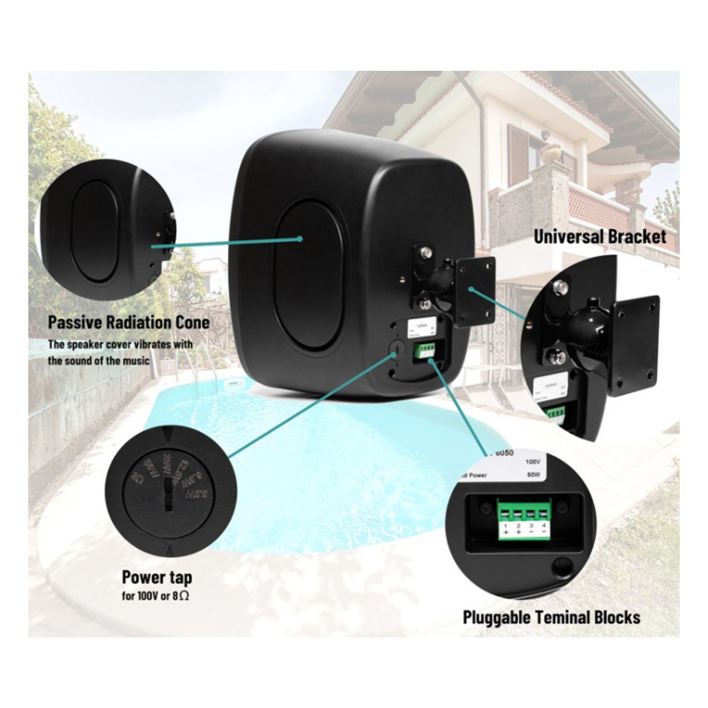 רמקול חוץ 8 אינץ׳ להתקנה Polman PLM6060B – שחור, עמיד במים IP66, קו 100V 5 רמקול חוץ 8 אינץ׳ Polman PLM6060B בצבע שחור עם תושבת התקנה – תמונה 5