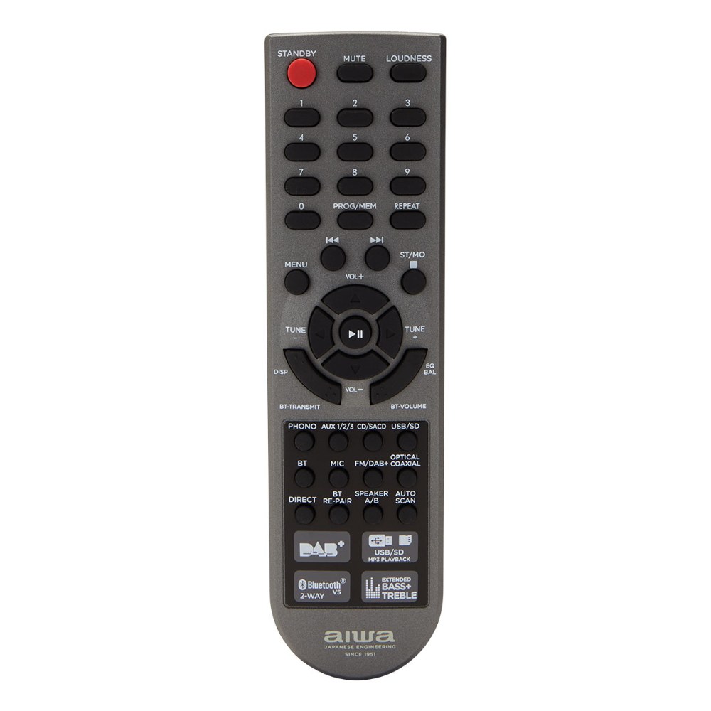 רסיבר סטריאו Aiwa AMR-200DAB/BK – 2x100W, רדיו DAB+ ו-Bluetooth דו-כיווני 5 רסיבר סטריאו Aiwa AMR-200DAB/BK עם פאנל אלומיניום מוברש ותצוגה מוארת – תמונה 5