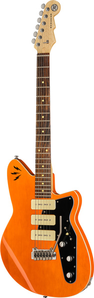 גיטרה חשמלית Reverend Ron Asheton Jetstream 390 – Rock Orange, גוף קורינה, 3 פיקאפי P90 וטרמולו Wilkinson 1 גיטרה חשמלית Reverend Ron Asheton Jetstream 390 Rock Orange