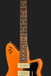 גיטרה חשמלית Reverend Ron Asheton Jetstream 390 – Rock Orange, גוף קורינה, 3 פיקאפי P90 וטרמולו Wilkinson
