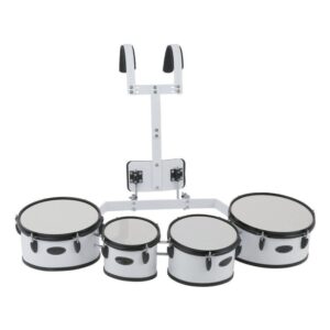 רביעיית תופי מצעד Koala Drums YWMD-440 – לבן, 6 עד 12 אינץ׳ עם מנשא מרופד