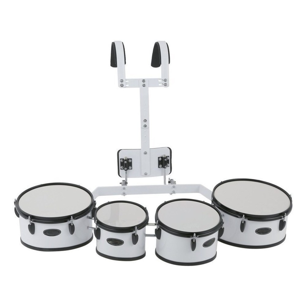 רביעיית תופי מצעד Koala Drums YWMD-440 – לבן, 6 עד 12 אינץ׳ עם מנשא מרופד 1 רביעיית תופי מצעד Koala Drums YWMD-440 לבנה עם מנשא כתפיים